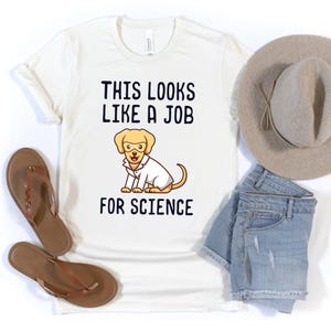 Cela ressemble à un travail pour une chemise scientifique / Cadeau pour professeur de sciences / Chemise de laboratoire de chimie / Labrador doré / Cadeau ringard / Geek scientifique