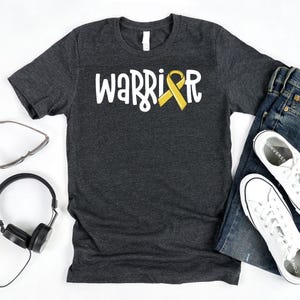 T-shirt guerrier / t-shirt cancer infantile / ruban doré / guerrier / sensibilisation au cancer / chemise dorée / guerrier cancer / cancer infantile