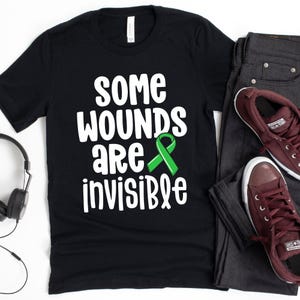 Some Wounds Are Invisible T-Shirt / Mental Health Shirt / Green Ribbon / Mental Health Gift / PTSD Advocacy / Psychology Shirt / Semicolon