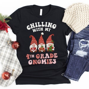 Chilling With My 4th Grade Gnomies Shirt / Christmas Gnomes / Holiday School Party / Matching Teacher / Fourth Grade Shirt image 2