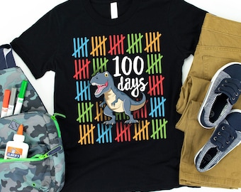 100 Days T-Rex Shirt / Kindergarten Tee / Boys School Shirt / 100 Days Smarter / School Party / 100th Day of School / 100 Days of School