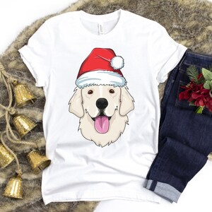 Cream Golden Retriever in a Santa Hat Shirt / Dog Christmas Shirt / White Golden / Retriever Christmas / Dog Lover Present / Merry Dogmas image 5