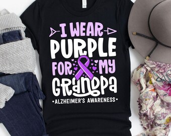 I Wear Purple For My Grandpa T-Shirt / Alzheimers Shirt / Purple Ribbon / For My Grandpa / I Wear Purple / Leukemia Tshirt / Autoimmune