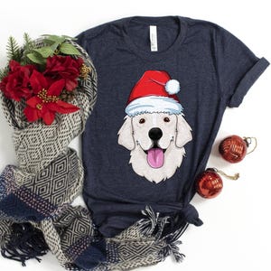 Cream Golden Retriever in a Santa Hat Shirt / Dog Christmas Shirt / White Golden / Retriever Christmas / Dog Lover Present / Merry Dogmas image 3