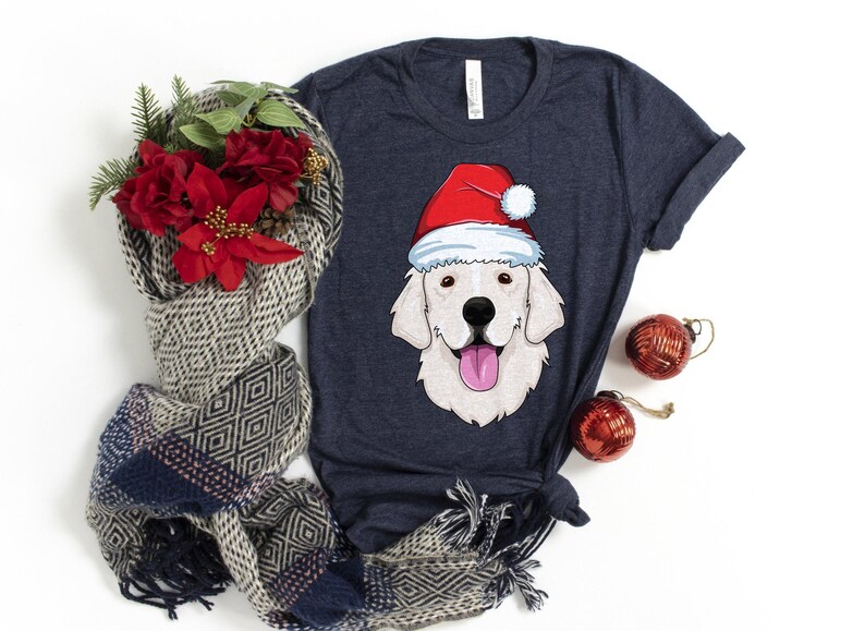 Cream Golden Retriever in a Santa Hat Shirt / Dog Christmas Shirt / White Golden / Retriever Christmas / Dog Lover Present / Merry Dogmas image 3