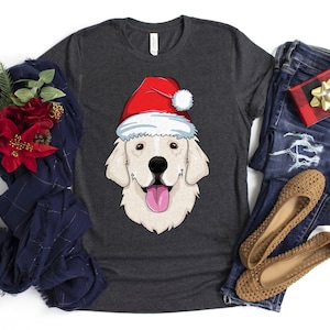 Cream Golden Retriever in a Santa Hat Shirt / Dog Christmas Shirt / White Golden / Retriever Christmas / Dog Lover Present / Merry Dogmas image 2