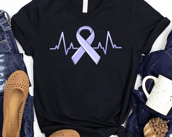 Stomach Cancer Heartbeat T-Shirt / Gastric Cancer / Heartbeat Shirt / Cancer Family Shirt / Cancer Women Gift / Stomach Cancer Shirt