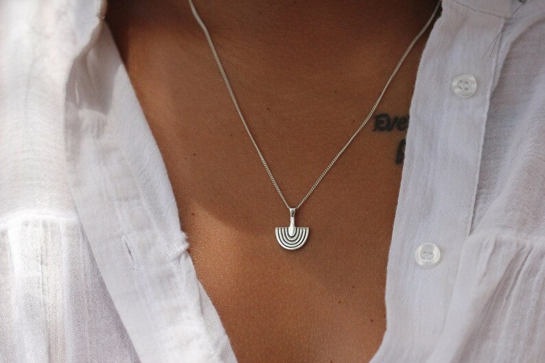 Sterling Silver Layering Necklace Sacred Arc Necklace
