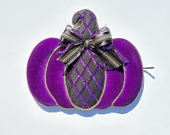 Pumpkin Wreath Attachment, Elegant velvet purple and black Pumpkin decor,  Holiday Tree Ornaments, Wreath Embellishments, Home Decor, #WAAM