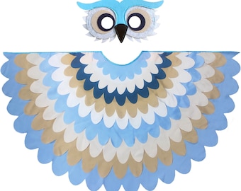 Bird Cape Boys Light Blue Owl Costume for Kids with Wings and Mask
