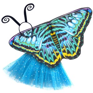 Butterfly Wings Girls Dance Outfit Kids Costume Wing Cape and Tutu