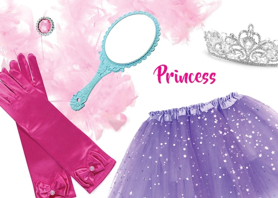open lace back dress Princess Dress Up Accessories Set for Girls Crown, Wand, Gloves, Neckl –  Rocparty main image 1