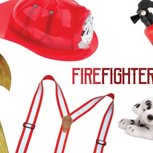 Childrens Firefighter Costume Box with Fireman Accessories for Kids