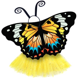 Butterfly Wings Girls Dance Outfit Kids Costume Wing Cape and Tutu