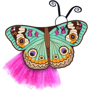 Butterfly Wings Girls Dance Outfit Kids Costume Wing Cape and Tutu