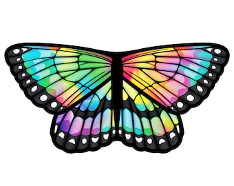 Child Girls Rainbow Butterfly Wings Kids Butterfly Wing Cape Dance Costume