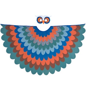 Bird Cape Boys Patterned Owl Costume for Kids with Wings and Mask
