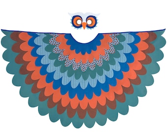 Bird Cape Boys Patterned Owl Costume for Kids with Wings and Mask