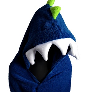 Children&#39;s Hooded Towel - Navy Dinosaur Bath Towels for Kids | Unique, Handmade Gifts with Premium Quality and Character Design