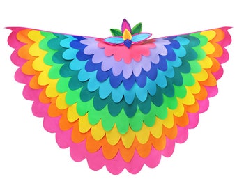 Disfraz de pájaro arcoíris para niñas con capa de pájaro, con alas de pájaro y máscara