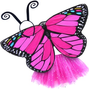 Butterfly Monarch Butterfly Wings Girls Dance Outfit Kids Costume Wing Cape and Tutu