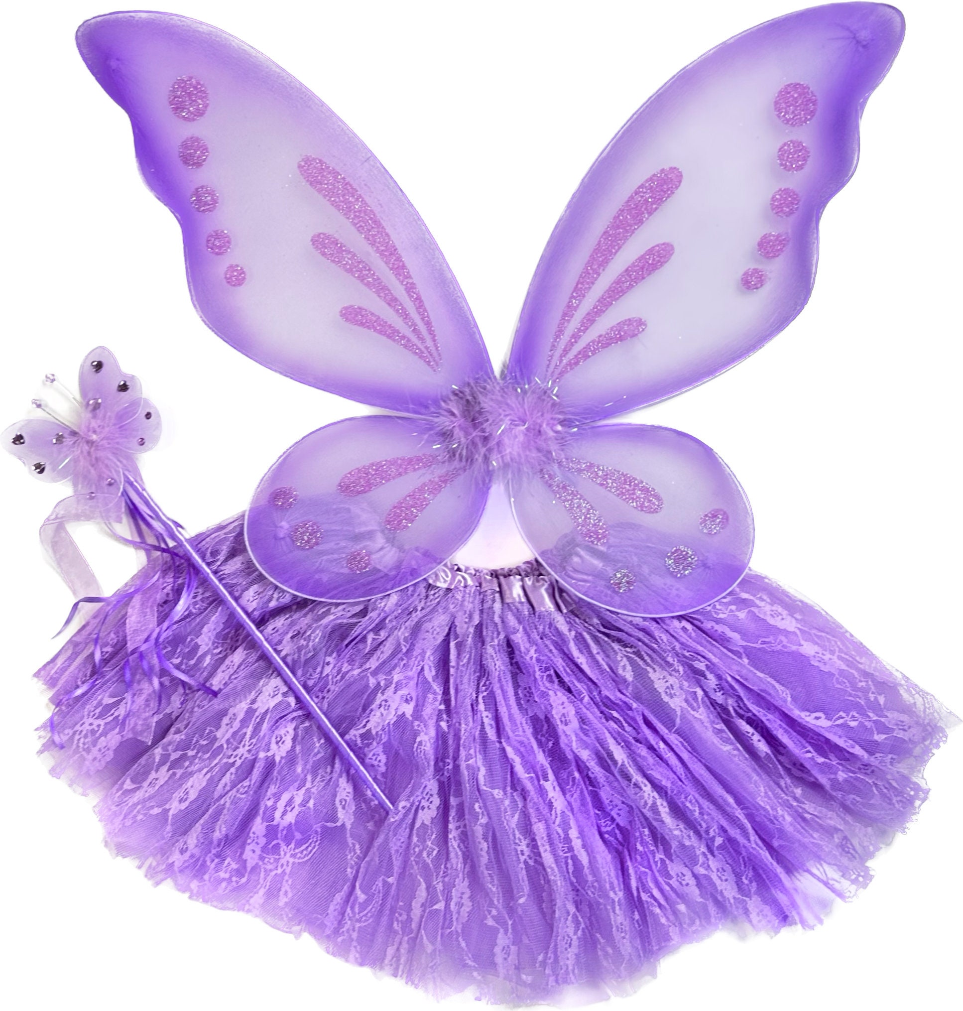 Costume Farfalla/Fata Per Bambina - 3 Pezzi Con Ali, Corona E