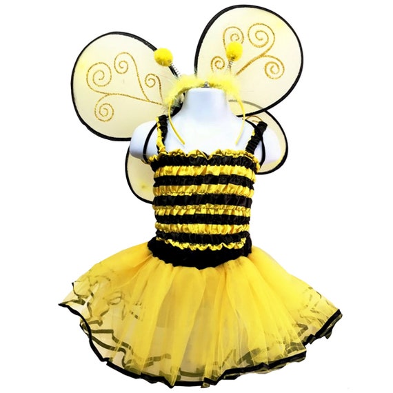 Girls Bumblebee Costume Kids Bee Outfit With Wings Tutu Top & | Etsy