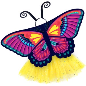 Butterfly Wings Girls Dance Outfit Kids Costume Wing Cape and Tutu