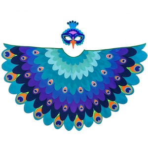Bird Cape Girls Peacock Costume for Kids with Wings and Mask