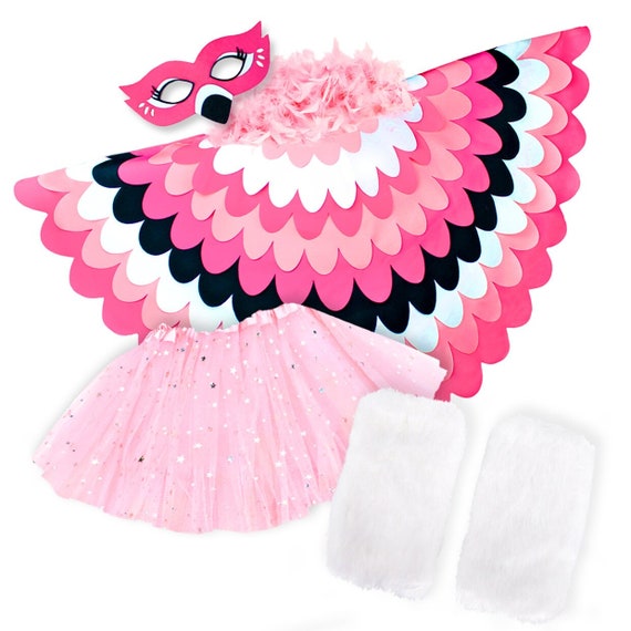 Girls Flamingo Cape Kids Bird Costume With Wings Mask Tutu | Etsy