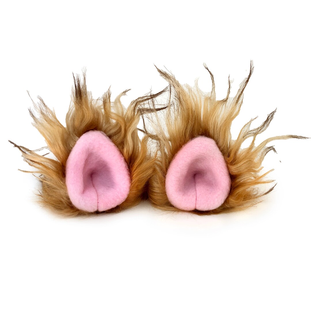 Furry Faux Ear Clips Blonde Ombre Ear Clip Cosplay Animal Costume Ears ...