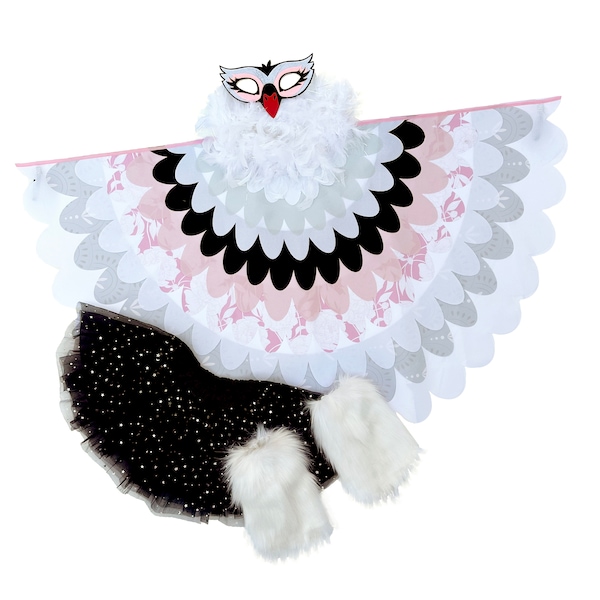 Bird Costume Girls Ballet Swan Cape for Kids with Wings Mask Tutu Skirt Furry Boots Leg Warmers and Boa