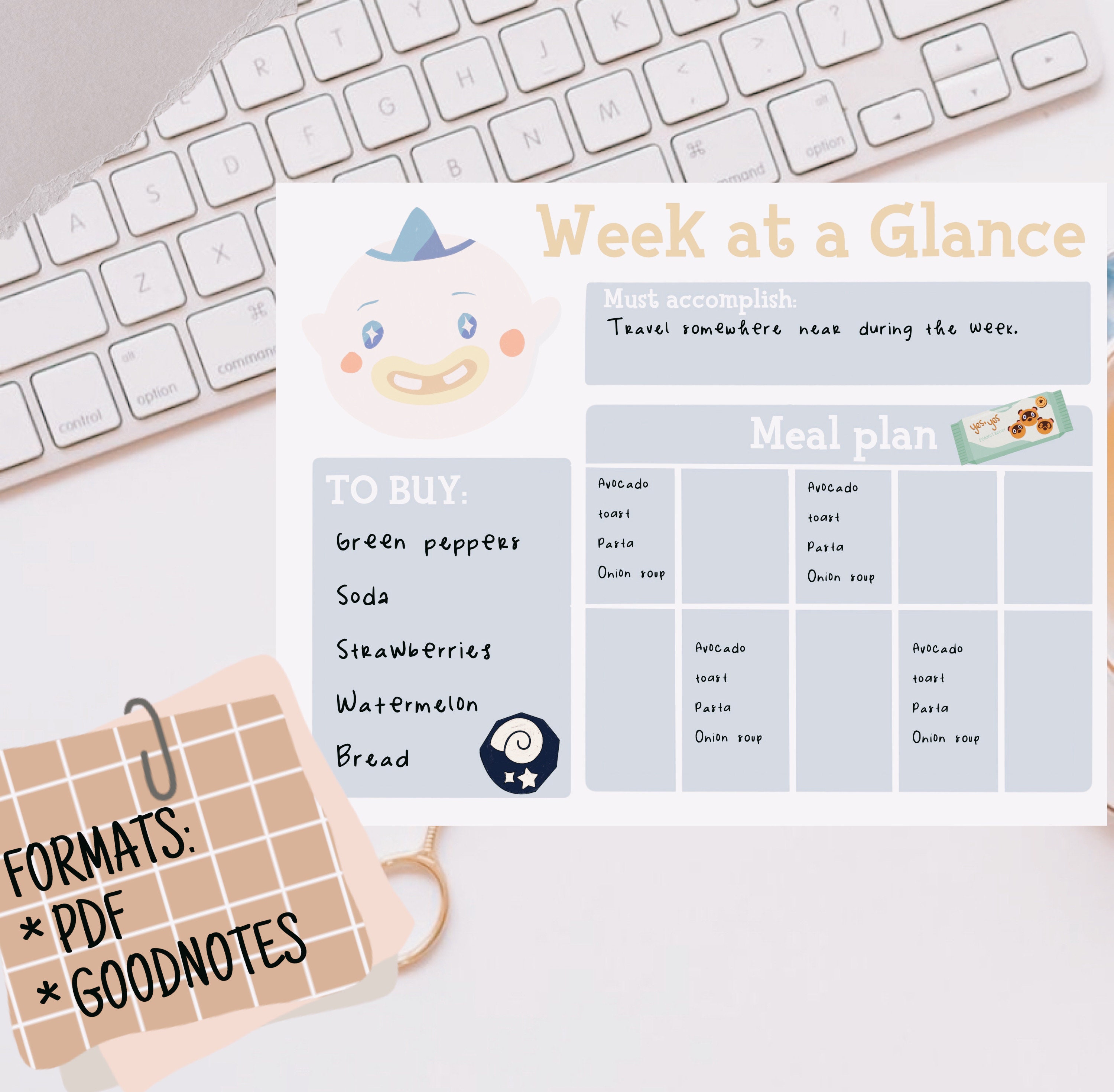 Animal Crossing Weekly Planner Digital Journal Planner | Etsy