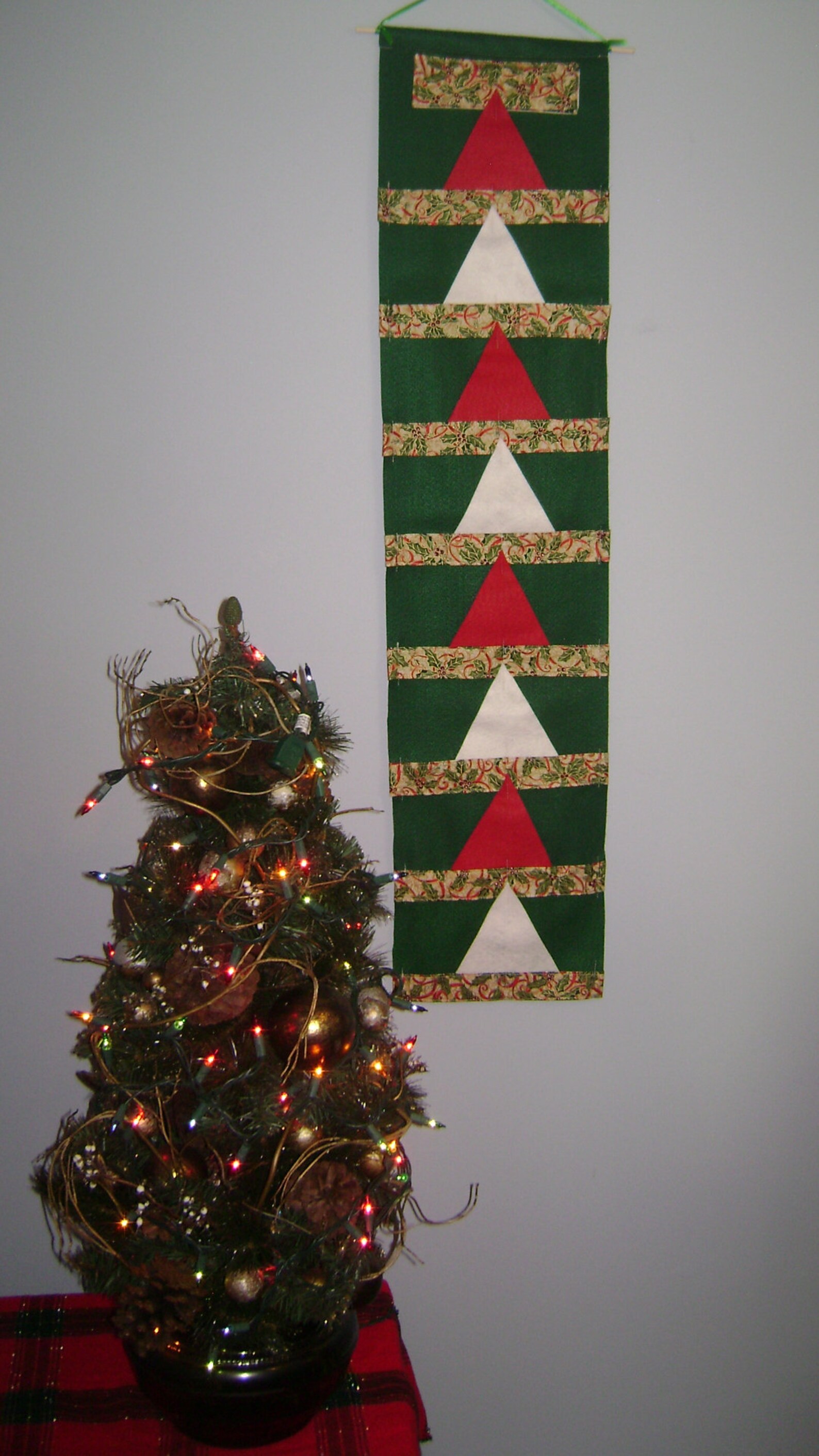 Christmas Card Holder sewn with red or green flannel fabric Etsy
