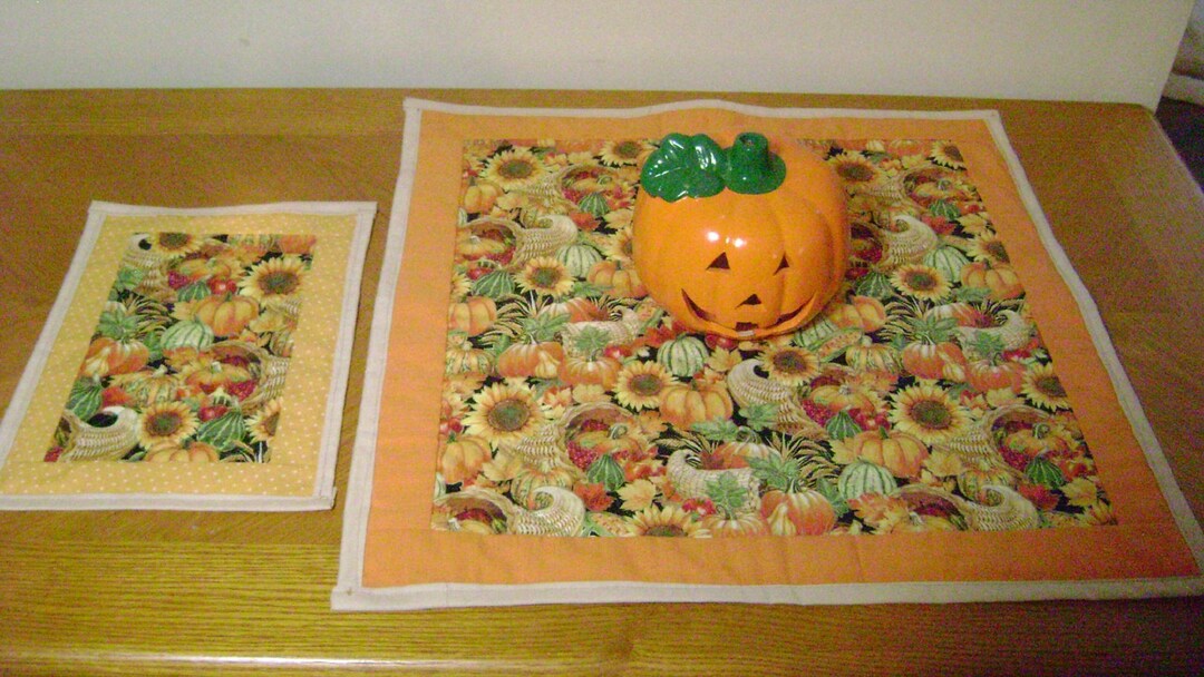 Fall Design Large Square Table Mat With Small Mat Etsy