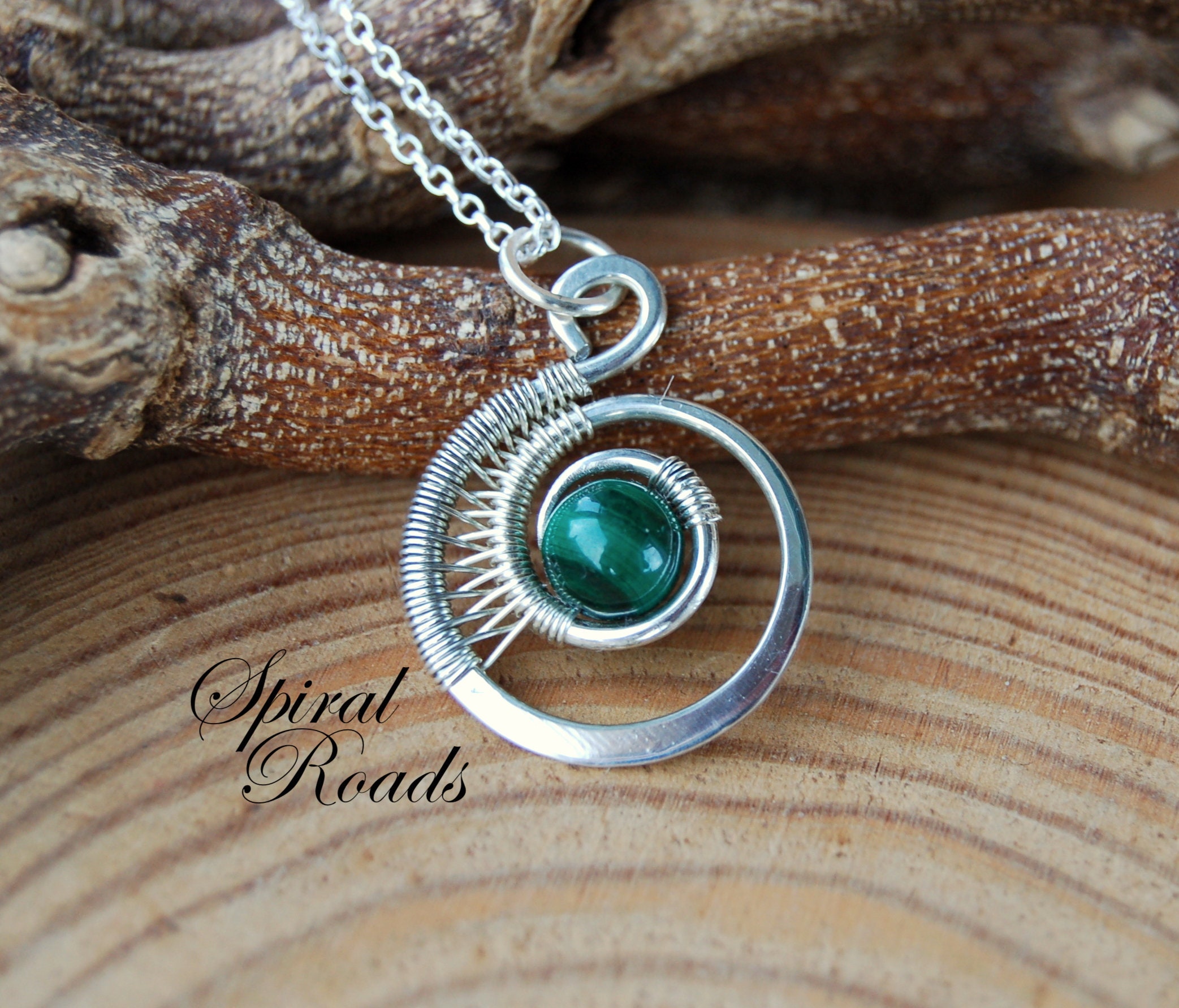 Malachite Necklace/ Silver Wire Wrapped 