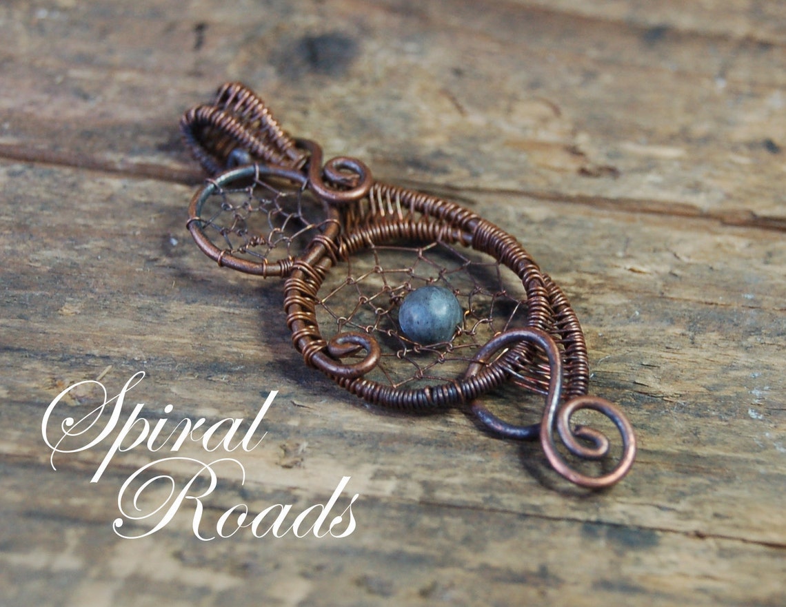 Dream catcher necklace pendant Copper wire wrapped Etsy