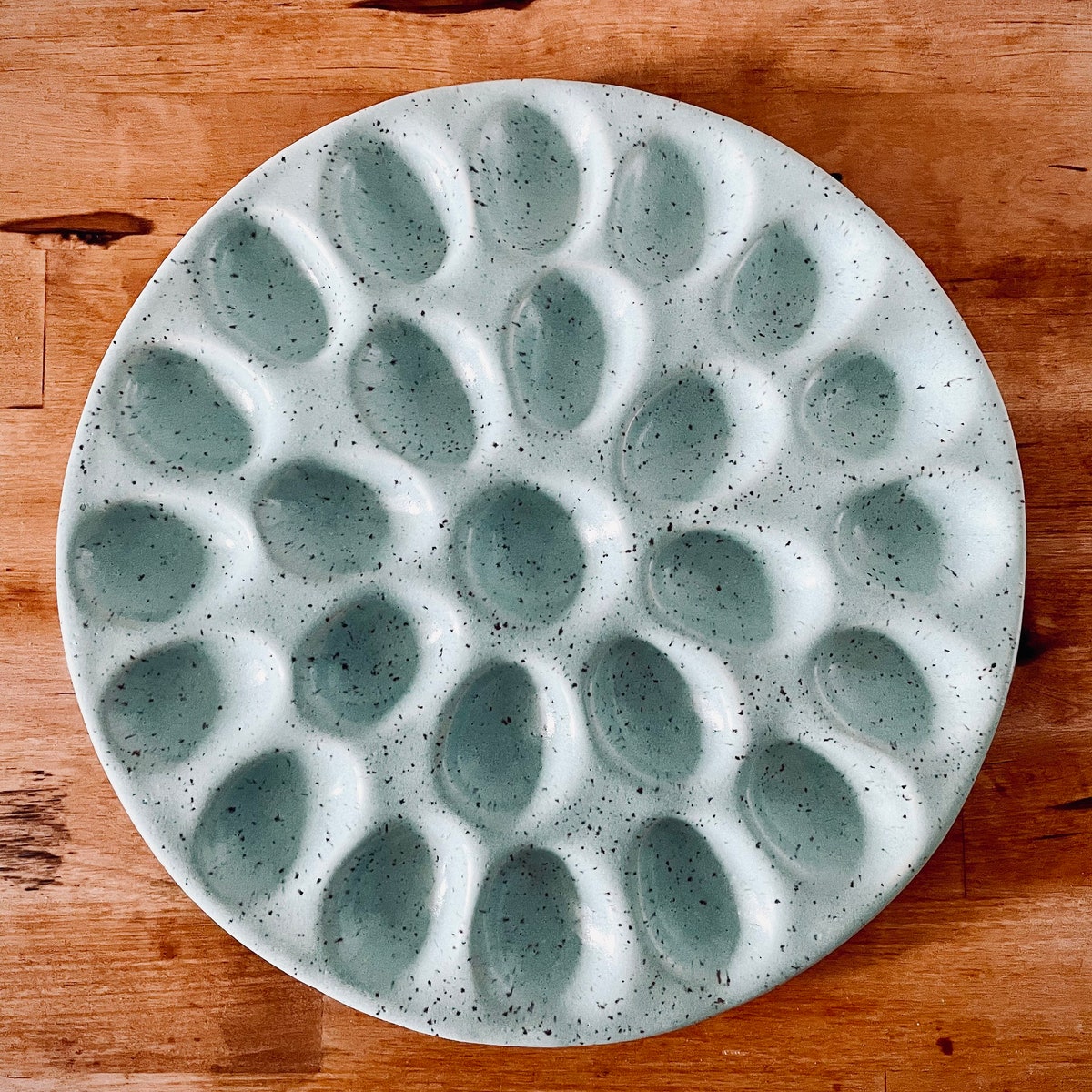 Pottery Turquoise Speckled Deviled Egg Platter - Etsy