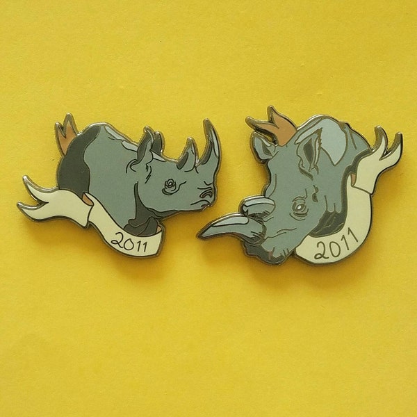 Extinct Northern White Rhino and Western Black Rhino - Rhinoceros Hard Enamel Pin - Set or Individual