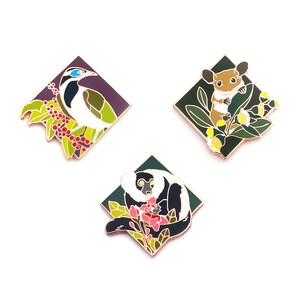 SECONDS Pollinator Pins and Pin Sets Lemur, Possum, and Honeyeater image 1