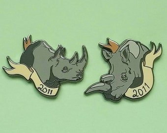 SECONDS - Extinct Northern White Rhino and Western Black Rhino - Rhinoceros Hard Enamel Pin - Set or Individual