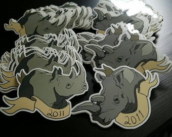 Extinct Rhino Rhinoceros Stickers - Set or Individual