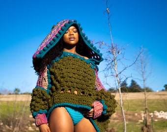 Oversized Crochet Hoodie