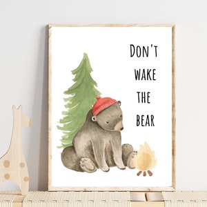 Don&#39;t Wake The Bear Printable Wall Art, Digital Print for Child&#39;s Nursery or Bedroom