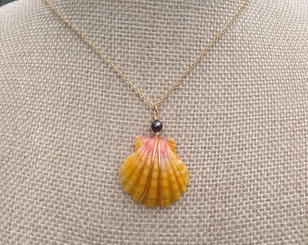 Sunrise Shell Pearl Necklace: Handmade Hawaiian Necklace