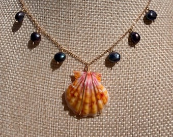 Sunrise Shell Pearl Necklace: Handmade Hawaiian Jewelry