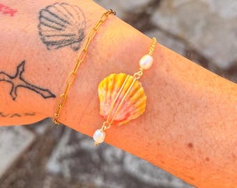 Sunrise Shell Bracelet 14k Gold Plated: Hawaiian Jewelry