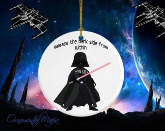 STAR WARS Pendant - Darth Vader Medallion - Porcelain Ornament - Great Gift - Personalization Available - Gifts For Kids - Ships Same Day