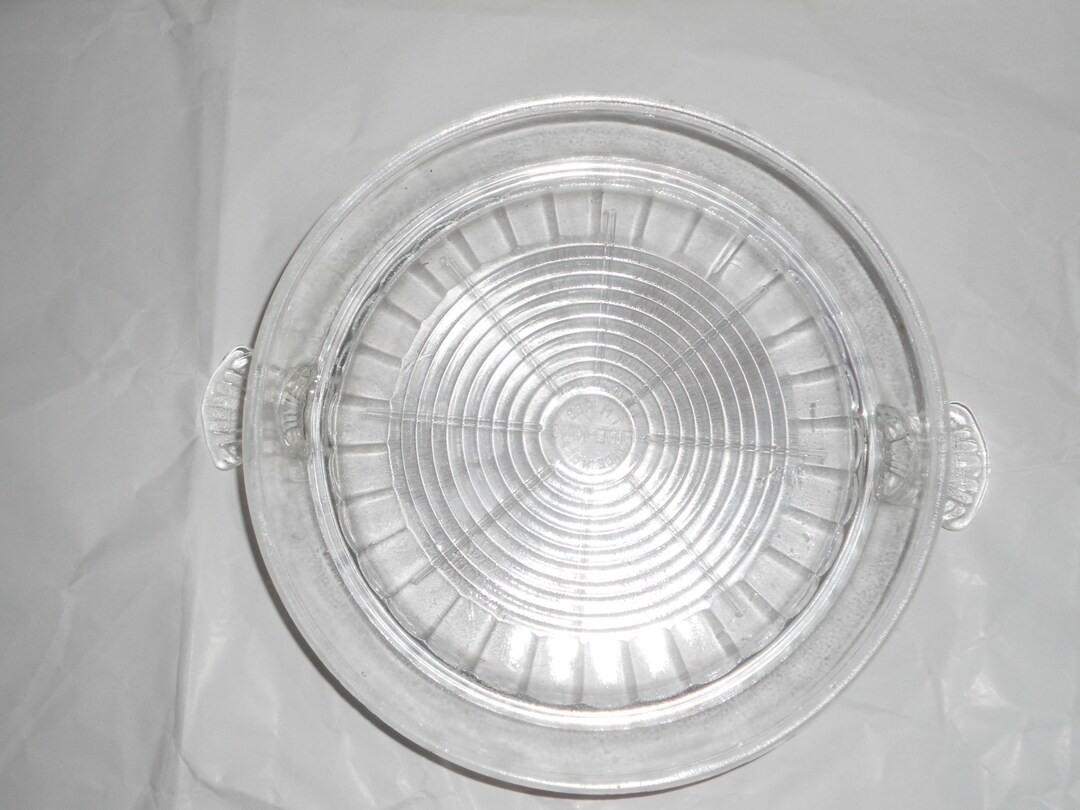 Crystal Fire King Glass Hot Plate Anchor Hocking Clear Ribbed Handled