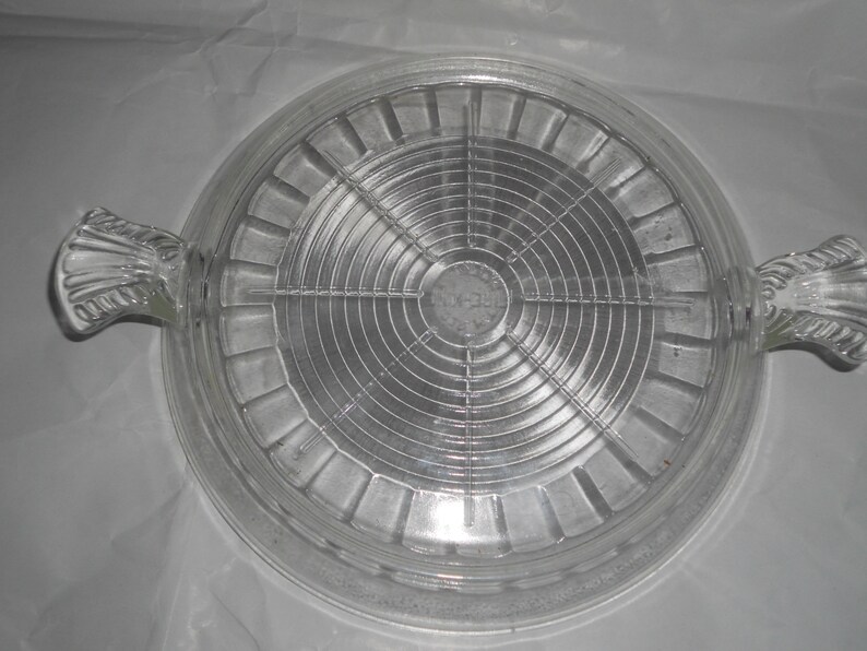 Crystal Fire King Glass Hot Plate Anchor Hocking Clear Ribbed Handled